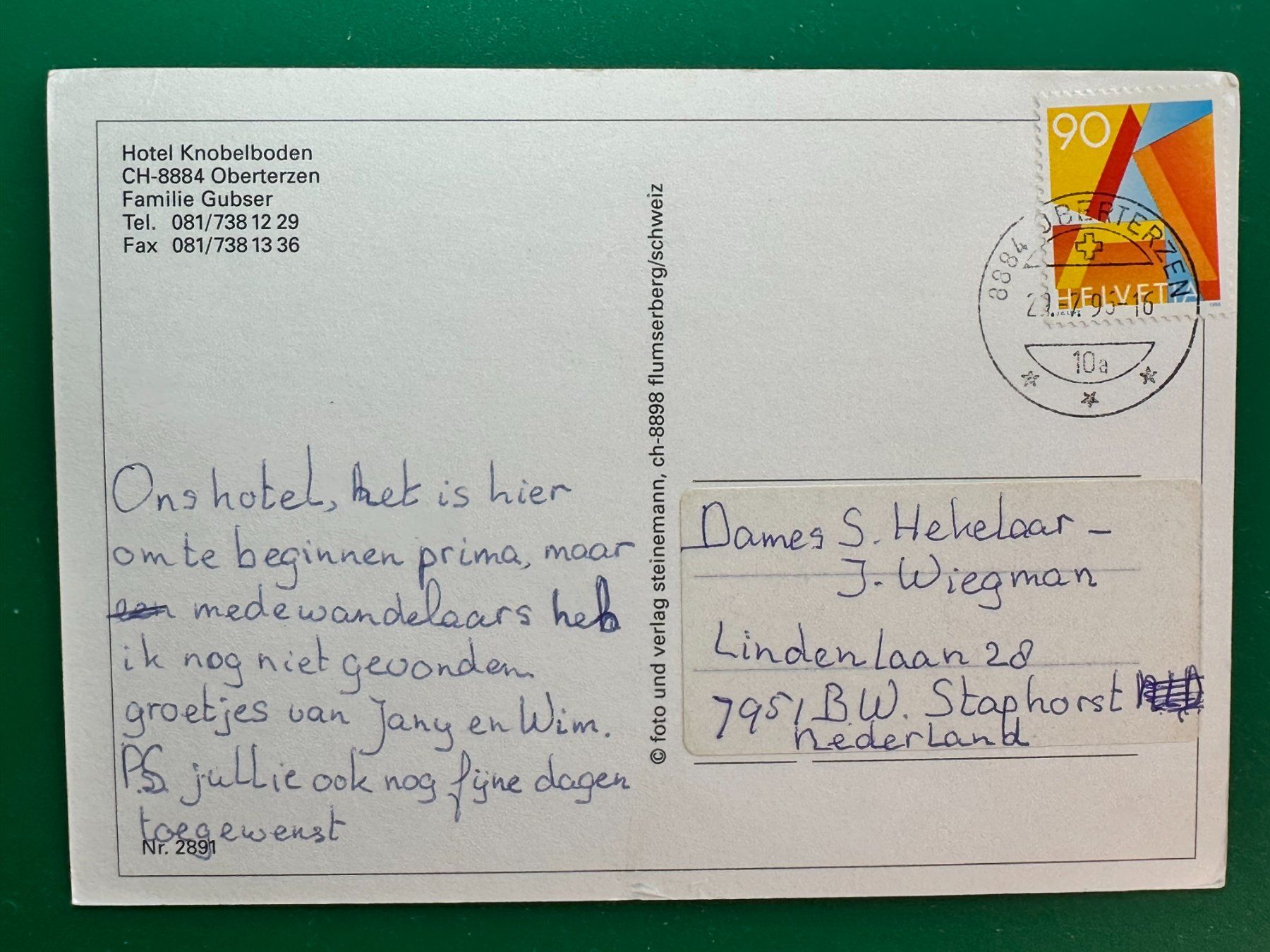 Cartoline postali: Hotel Knobelboden - Oberterzen – Usato da Steg VS venduto da _vinci_ 1