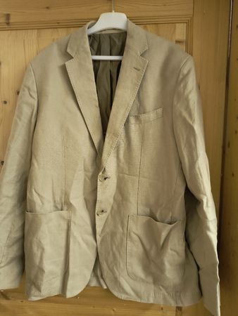 Herren Sommer Sakko Leinen Beige Gr. 52 MNG Man Slim Fit