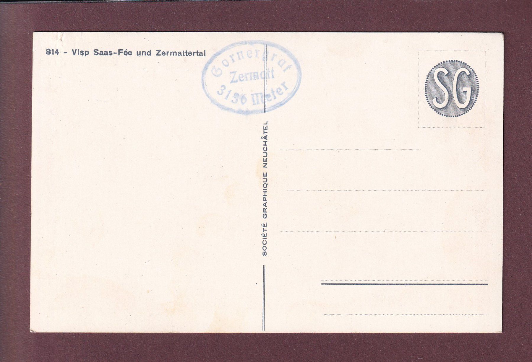 Cartoline postali: ZERMATTERTAL - Visp - Saas-Fee – Usato da Pully venduto da nicecards 1