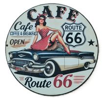 ROUTE 66 Vintage Girl Oldtimer - Holzschild  (neu/OVP)