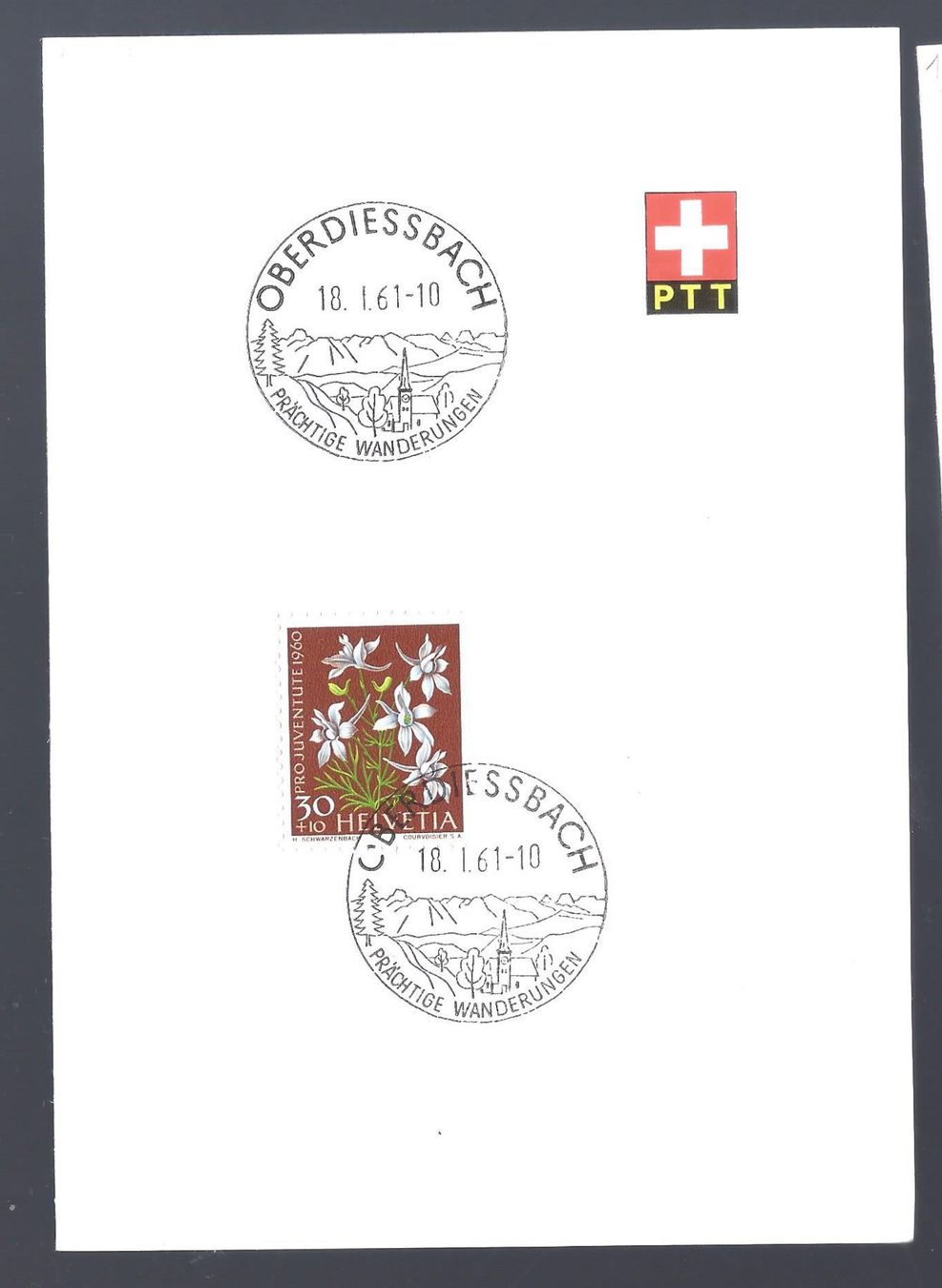 Tutti i francobolli: PTT Bögli OBERDIESSBACH 18.1.61 – Nuovo (secondo la descrizione) da Les Valettes venduto da Nuba1