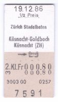 Billette ZH Stadelhofen – Küsnacht – Goldbach – Küsnacht (ZH