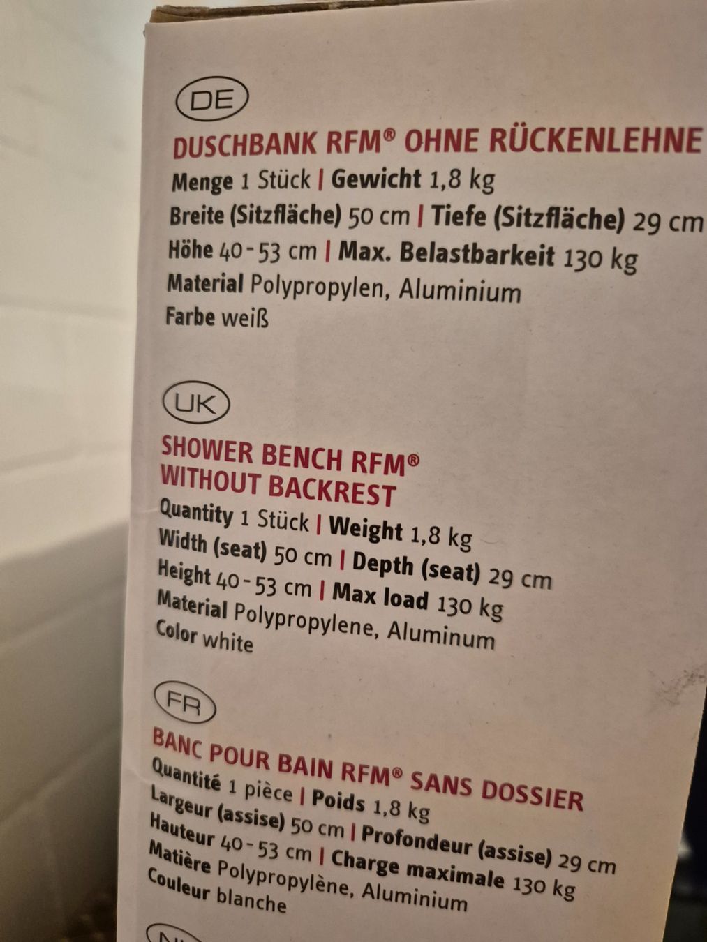 Appareils médicaux: Duschbank – Neuf avec emballage d'origine à Hergiswil NW par Adis_D 1