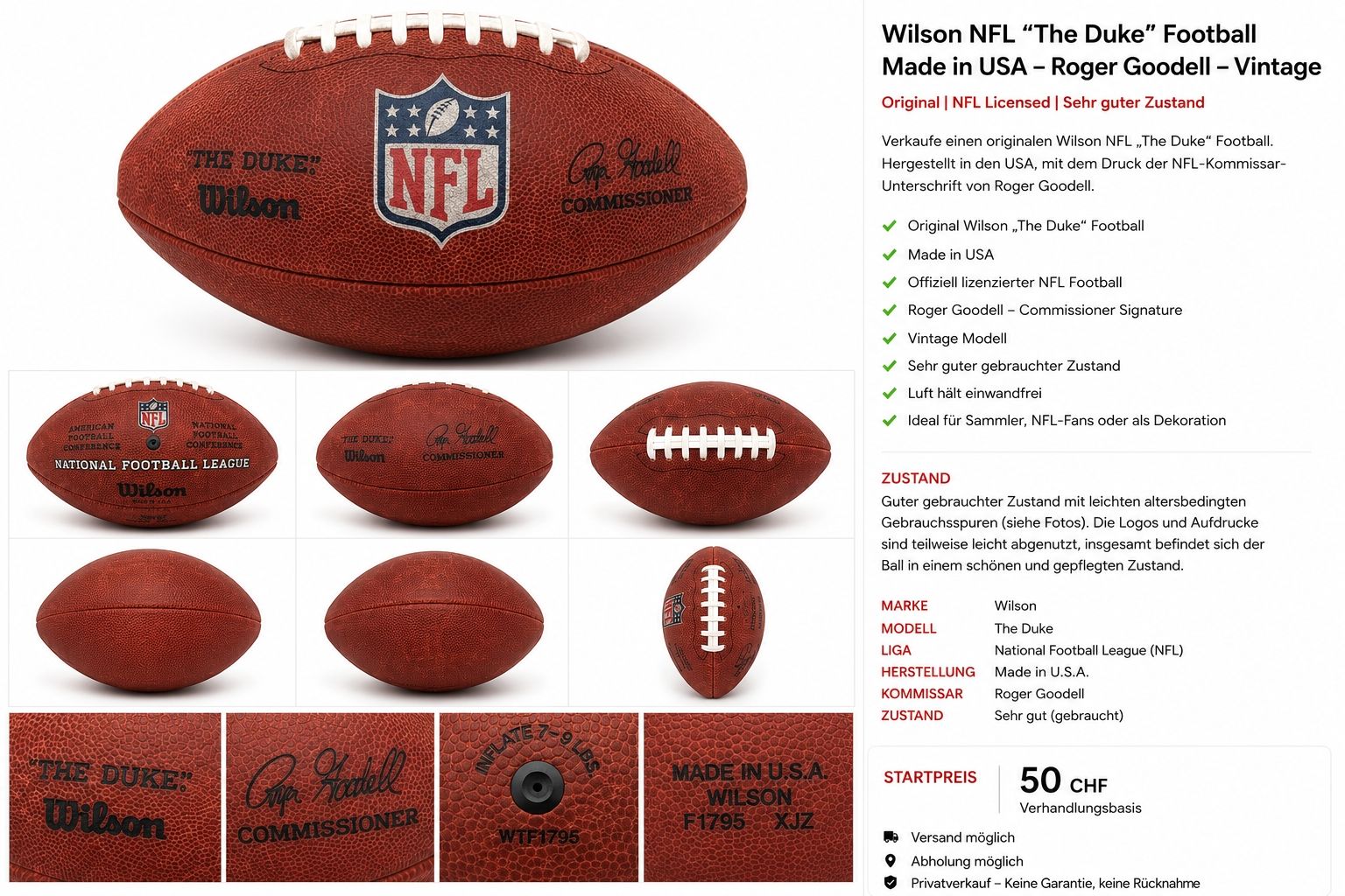 Wilson Palloni: NFL  THE DUNKE – Usato da Watt venduto da ist_ws5y
