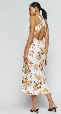 Reformation wunderschönes geblümtes Leinenkleid 12 (40) NEU