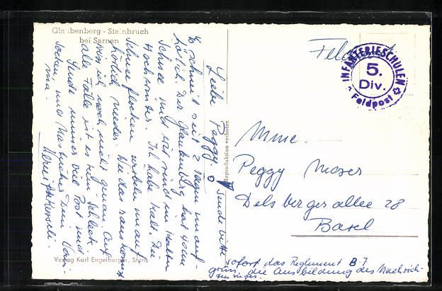 Cartoline postali: Sarnen, Militär-Lager Glaubenberg-Stein – Usato da Berlin venduto da bartko-reher 1