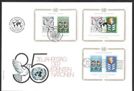 Gross-FDC UNO Genf Wien New York 35 Jahre UNO 26.6.1980