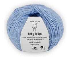 Pro Lana Baby Wolle, 100% reine Bio Baumwolle Hellblau 50g