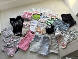 Teenie Kleiderpaket Gr. XS-S Shirts Tops Hosen Shorts BHs