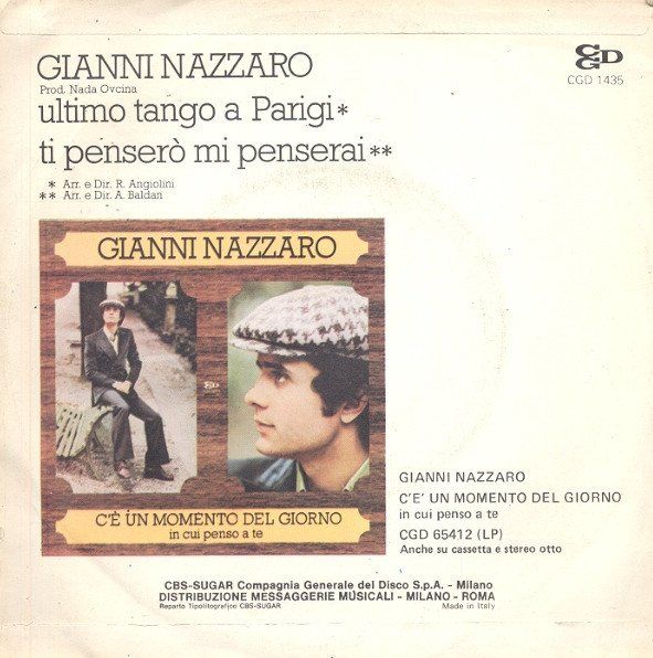 Dischi in vinile: Nazzaro Gianni: Ultimo Tango A Parigi 7" – Usato da Steinhausen venduto da Vilivinili 1
