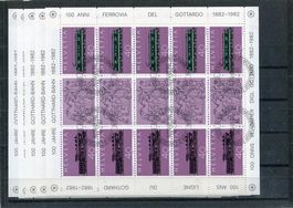1982 Gotthardbahn 5 Kleinbogen mit ET-O