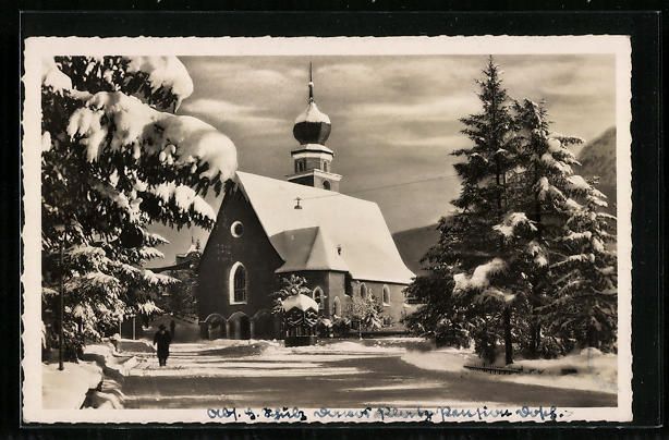 Cartoline postali: AK Davos-Dorf, Kirche bei Schnee – Usato da Berlin venduto da bartko-reher