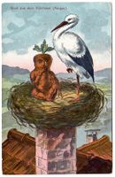 Rüebli-Karte 'Gruss aus dem Rübliland' (Storch mit R.-Bebé)