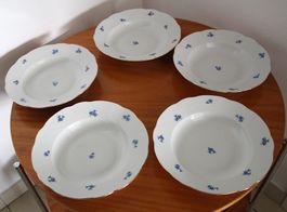 5 Kornblumen Suppenteller 23 cm x 4 cm.