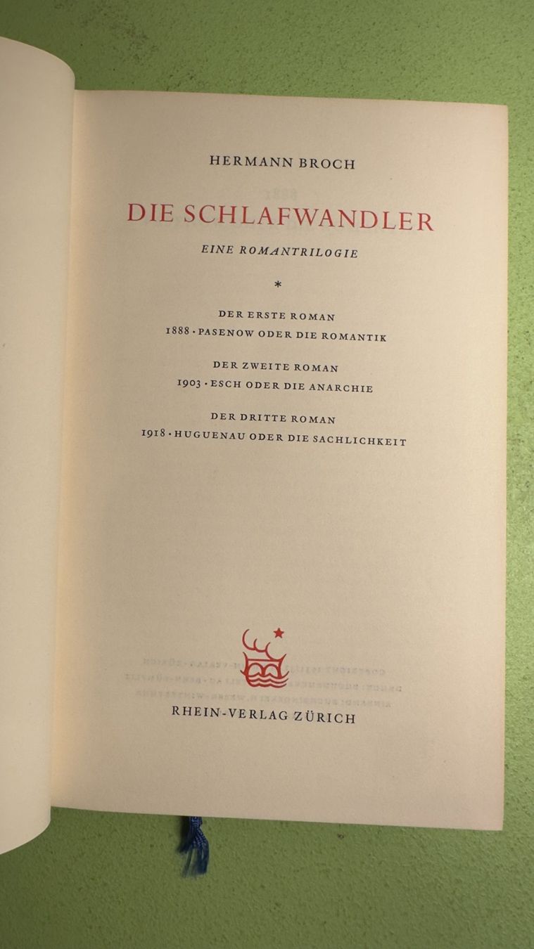 Libri: Hermann Broch: Die Schlafwandler – Usato da Zürich venduto da allp 1