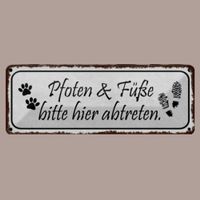 🔥 PFOTEN & FÜSSE Blechschild Katze/Hund 💙 27x10cm OVP🔥