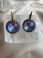Vintage Ohrhänger Blau Kristall Goldfarben Elegant