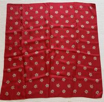 Seidenschal mit Edelweiss-Print, Handdruck, rote Farbe
