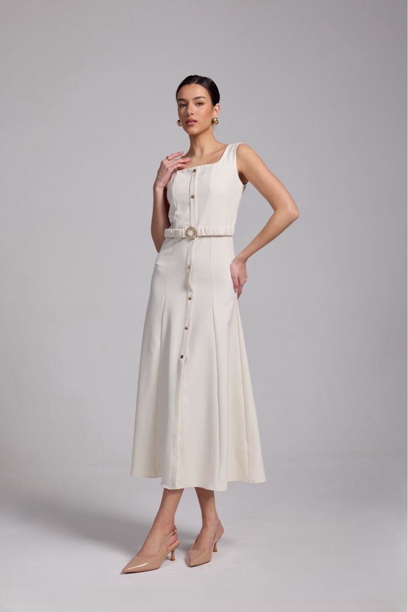 Zara Kleider: Zara ivory midi dress – Neu und originalverpackt aus Zürich von ralm