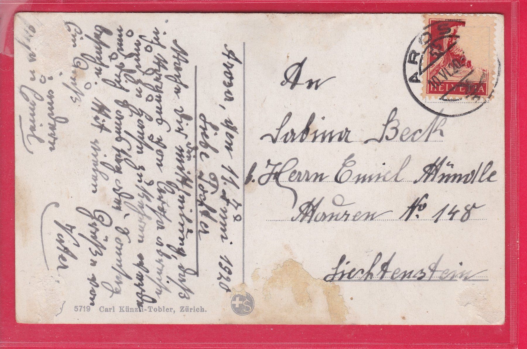 Cartoline postali: AROSA, BAHNHOF, 10.6.1920 – Usato da Oberrieden venduto da Gebirgsstelze 1