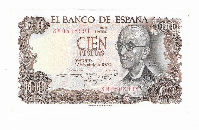 Banknoten: Banknote 100 Pesetas / Spanien / 1970 / Manuel de Falla – Gebraucht aus Zürich von ZuercherBrockenhaus