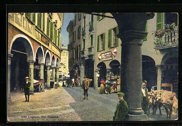 Cartoline postali: AK Lugano, Via Pessina – Usato da Berlin venduto da bartko-reher