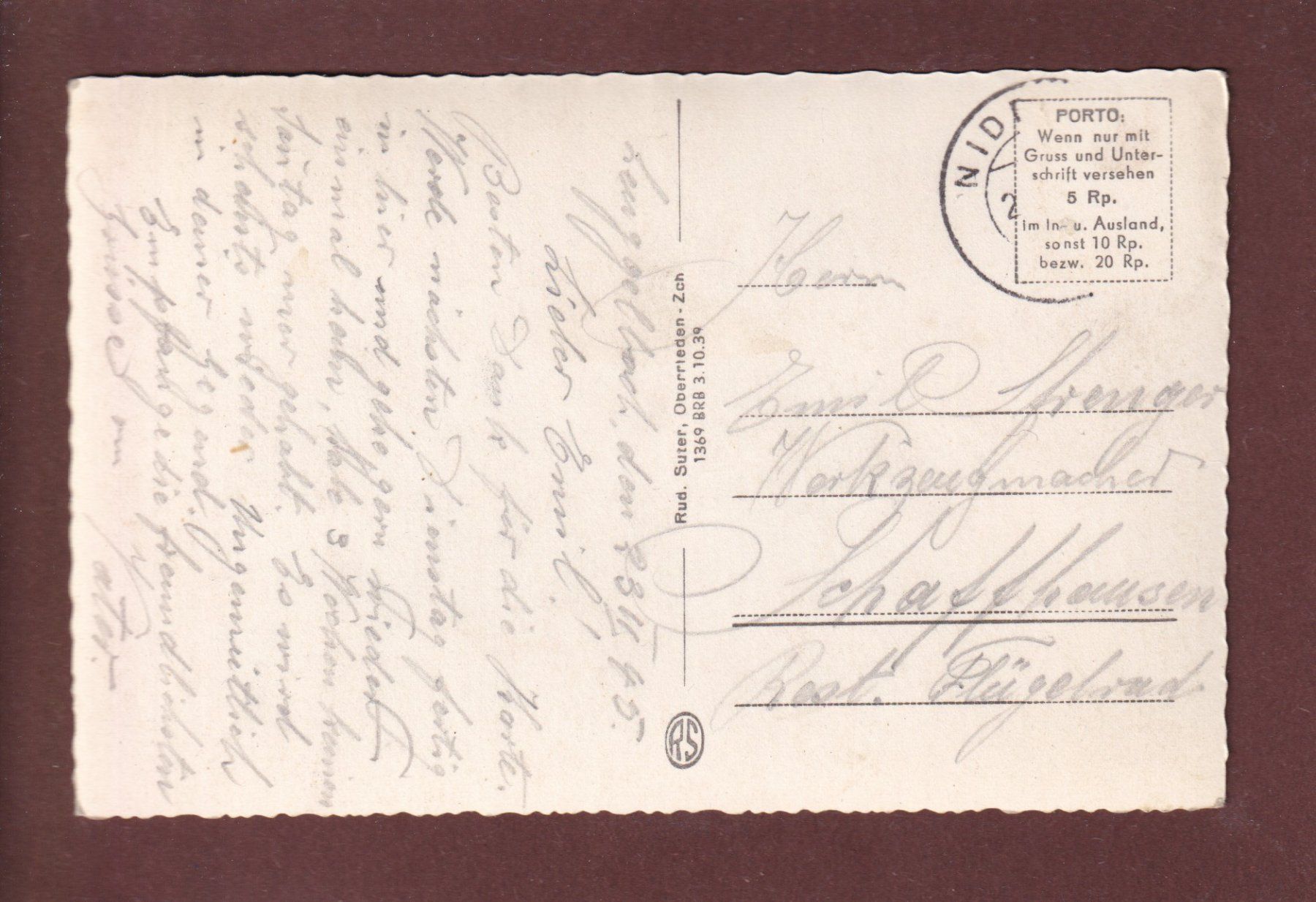 Cartoline postali: STAUSEE GARICHTE ob Schwanden - 1945 – Usato da Pully venduto da nicecards 1