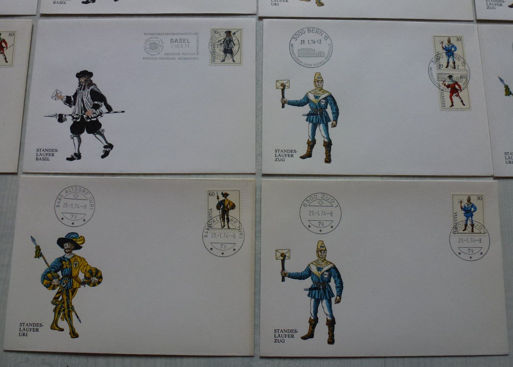 Alle Briefmarken: 30 Briefe mit verschiedenen Varianten Internaba 1974 Basel – Gebraucht aus Walkringen von Casablanca777 7