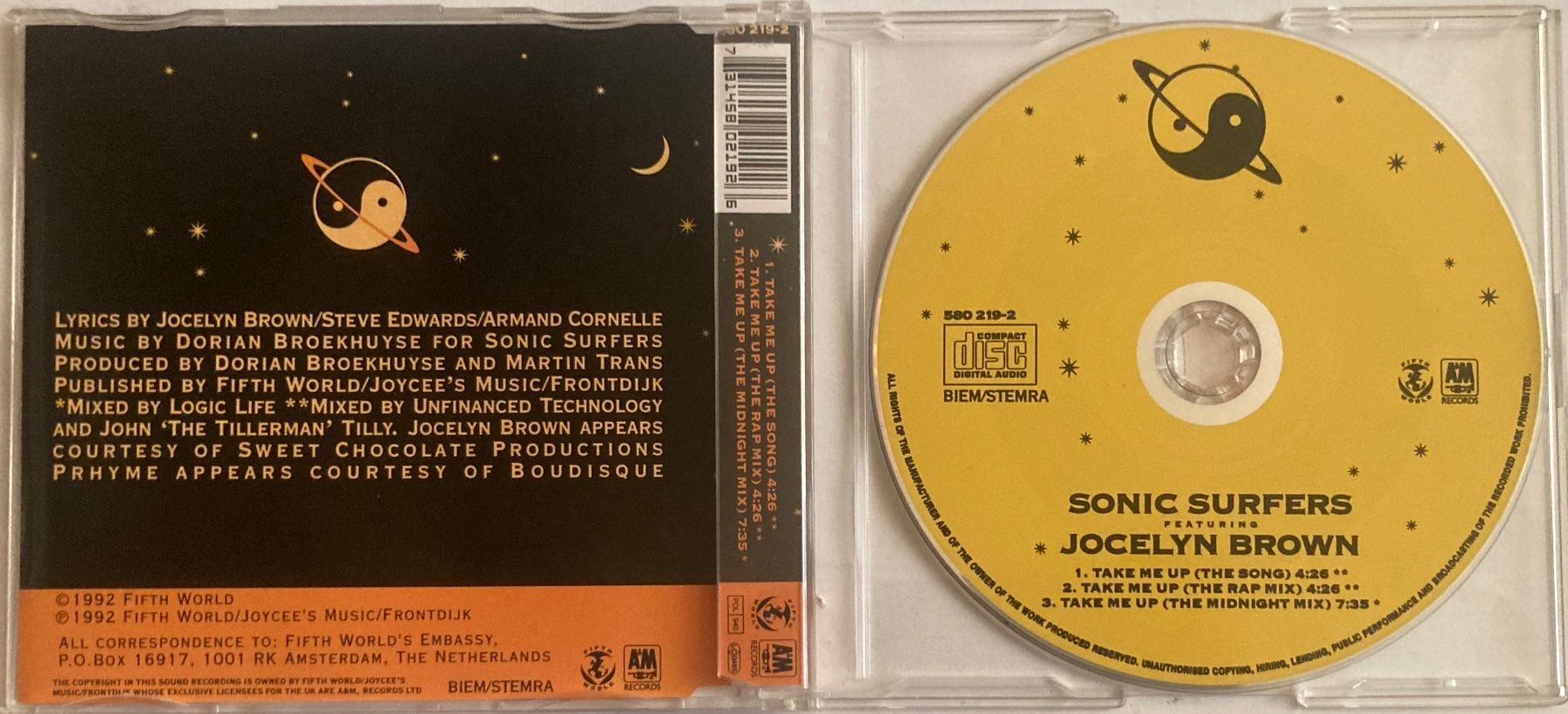 CD: SONIC SURFERS FEATURING JOCELYN BROWN - TAKE ME UP – Usato da Poliez-Pittet venduto da Newtown-Records 1