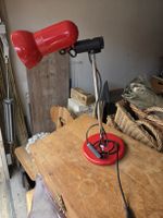 Tischleuchte Vintage rot verstellbar mit Chromständer 