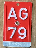 AG 79 - VELONUMMER - FAHRRADSCHILD - PLAQUE DE VELO - AG 79