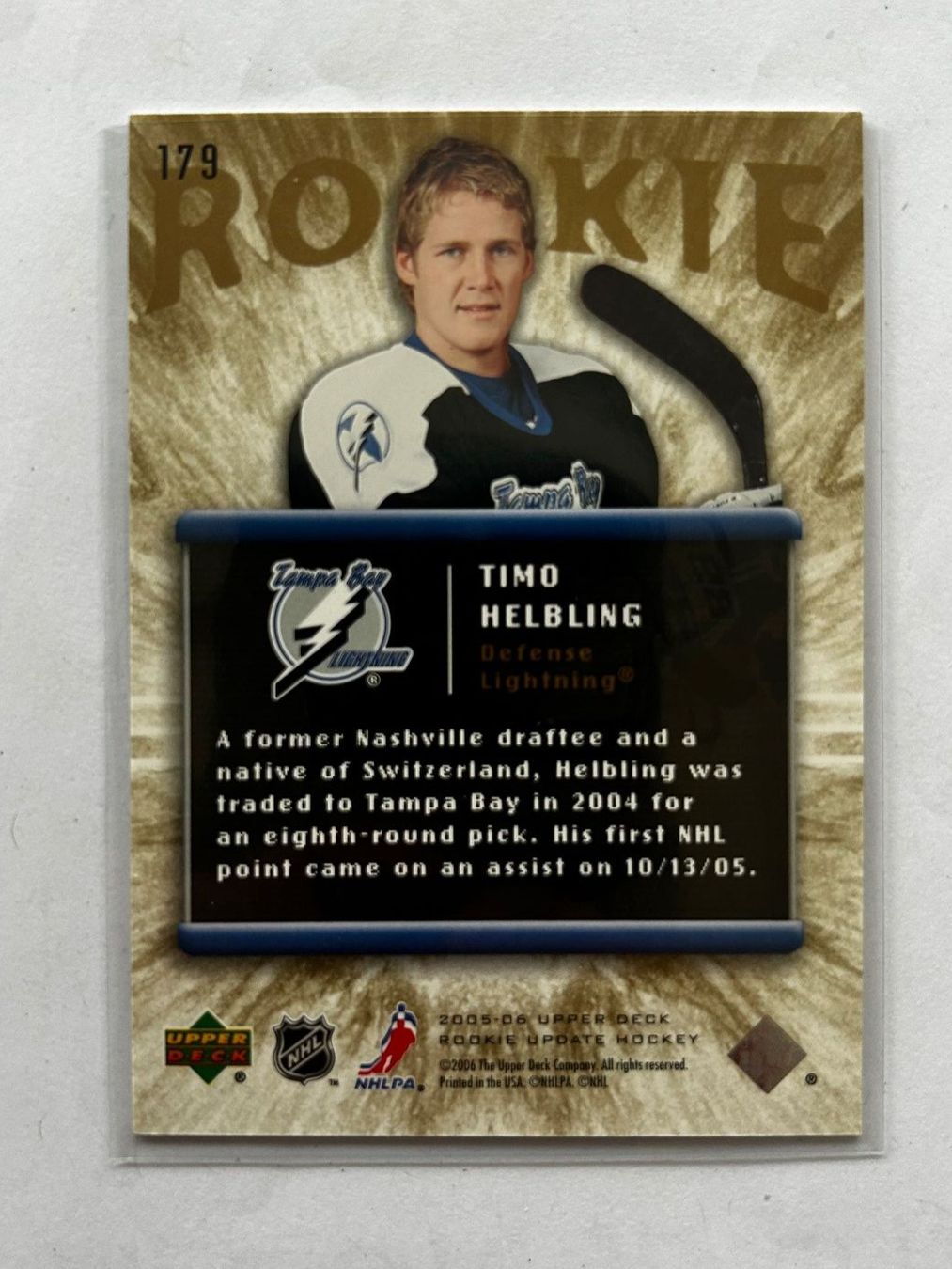 NHL Carte collezionabili: Upper Deck NHL Timo Helbling Rookie nummeriert – Usato da Oberwil-Lieli venduto da Mhd 1