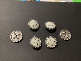 4 Knöpfe aus Kunststoff, silber-weiss, 2 Stk. Unterteile