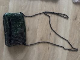 Vintage Mesh Abendtasche, grün-schwarz, Top Zustand!