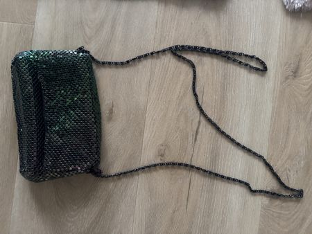 Vintage Mesh Abendtasche, grün-schwarz, Top Zustand!