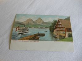 Alte Ansichtskarte: Treib mit Brunnen und Mythen