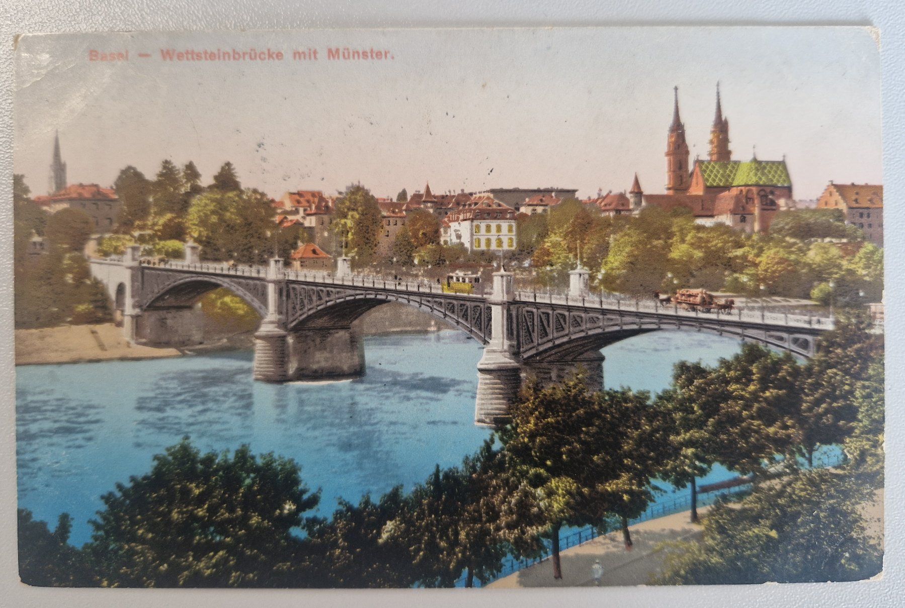 Cartoline postali: Basel, Wettsteinbrücke, Münster 1914 – Usato da Melchnau venduto da Fishel