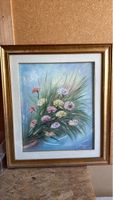 Oil Painting Flower Bouquet Signed Used Condition