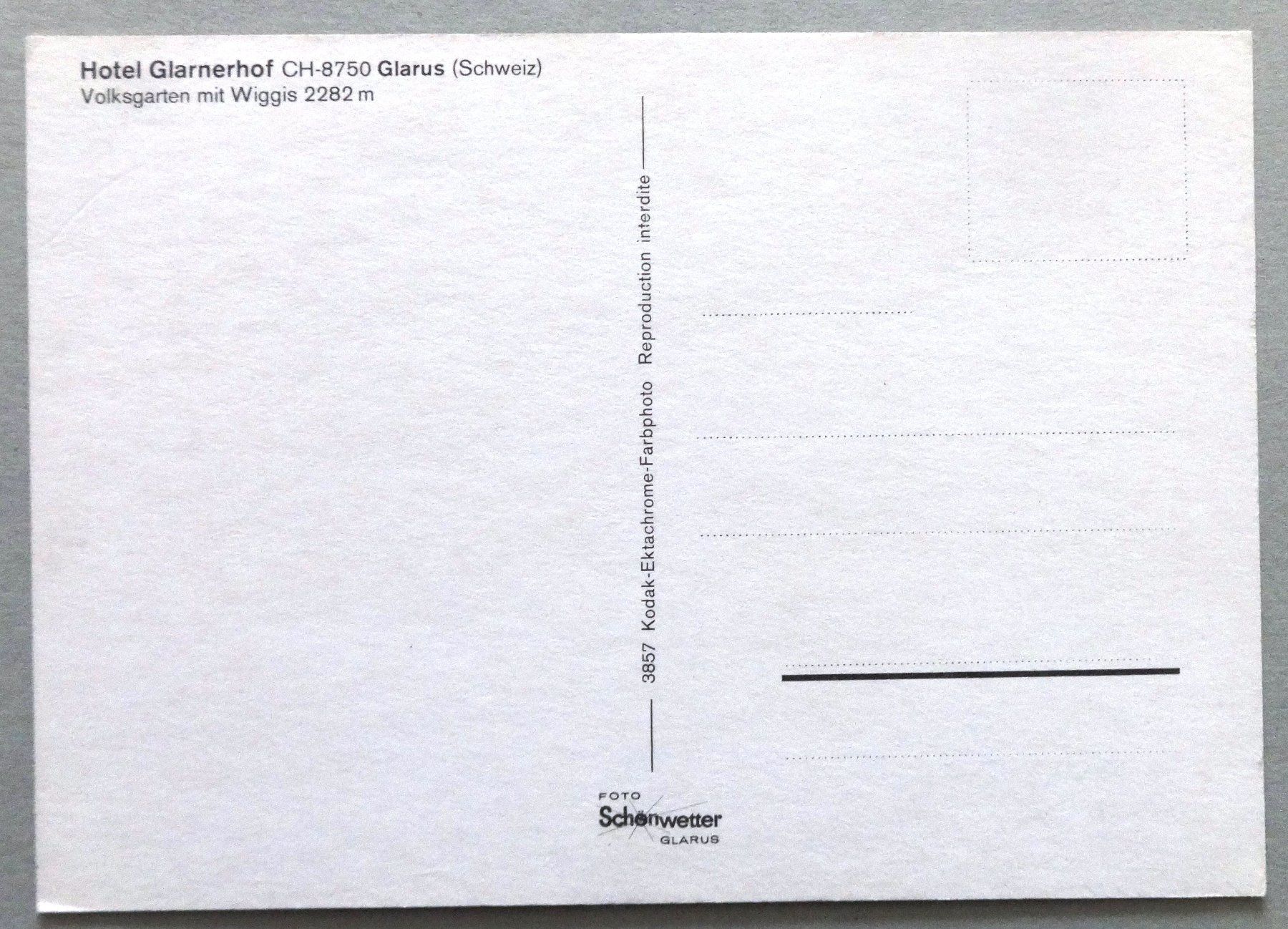 Cartes postales: Hotel Glarnerhof, Glarus – D'occasion à Fétigny par Billy2miny 1