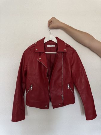 Mango Bikerjacke rot Kunstleder Grösse XS
