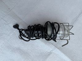 Handlampe / Kellerlampe mit Gitterkorb, Glas