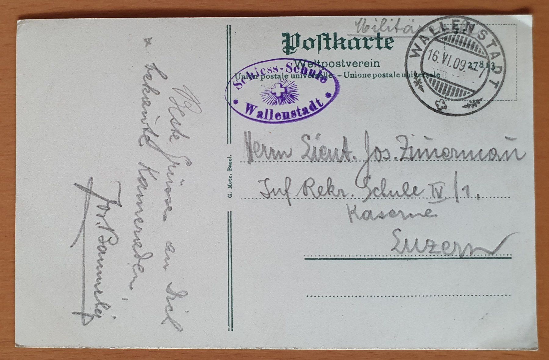 Cartoline postali: Wallenstadt - Schiessplatz 1909 – Usato da Kreuzlingen venduto da Rschweiz1 1
