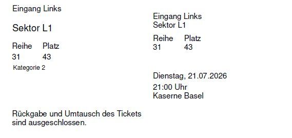Biglietti: 2 Tickets - Basel Tattoo - 21.07. - 264CHF Originalpreis – Usato da Birsfelden venduto da geo_rh6c 2