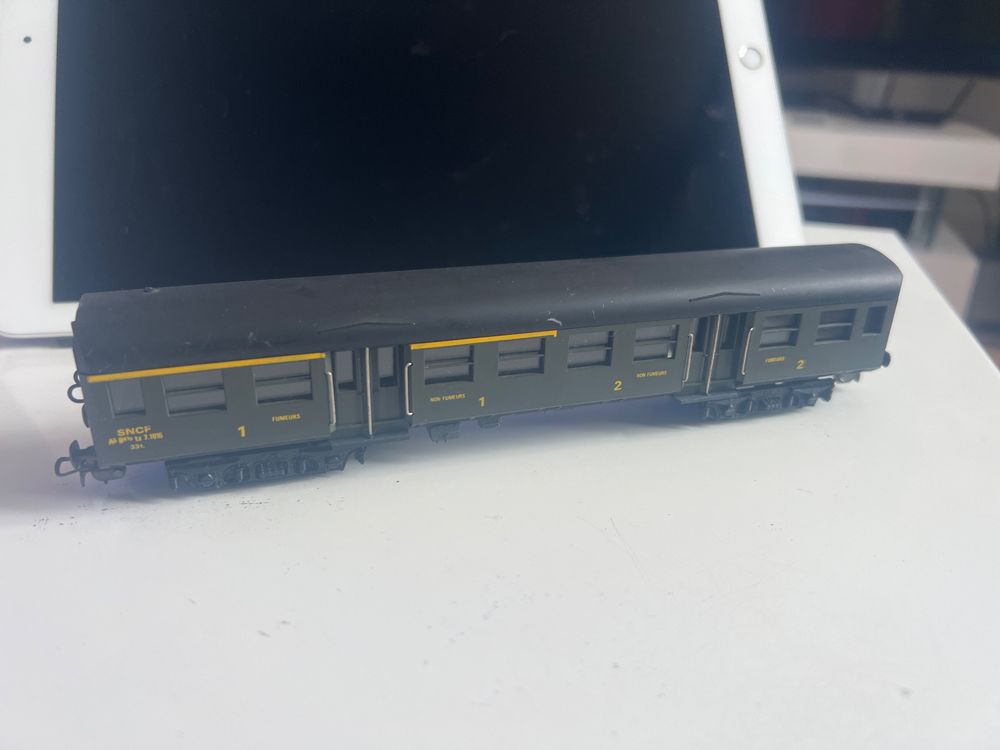 Voiture SNCF HO 1ère Classe MMM RG - À Portières Latérales - 16 Cm