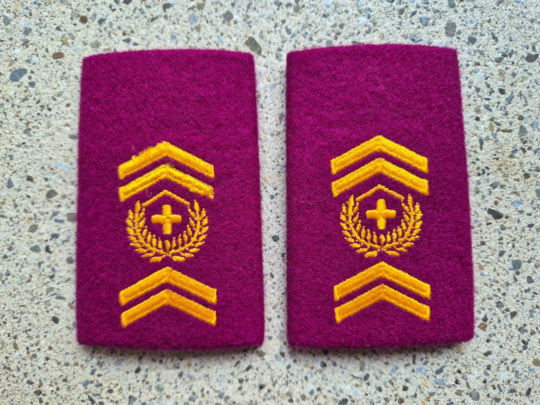 Schweizer Armee Placchette & Badge: * Gradabzeichen Patten Set Stabsadjutant Logistik *  – Nuovo e nell'imballaggio originale da Riedholz venduto da fr_sIruP