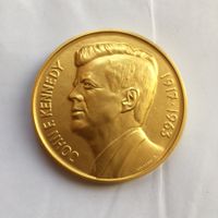 Medaille J.F. und Robert Kennedy vergoldet 50mm unz
