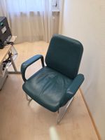 2x SITAG Leder Gästestühle Freischwinger grün 💼
