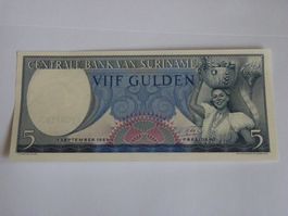 Suriname 5 Gulden Note, 1 September 1963, Top Zustand!