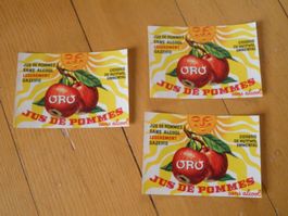 3 Flaschen Etiketten Huttwil (Most Birne Apfelsaft Emmental)