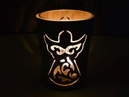 Windlicht / Teelicht schwer,goldfarben Engel ,fast NEU